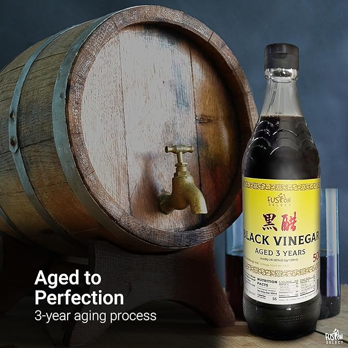 Fusion Select 500ml Chinese Black Vinegar - Authentic Chinkiang Black Vinegar for Cooking, Sauces