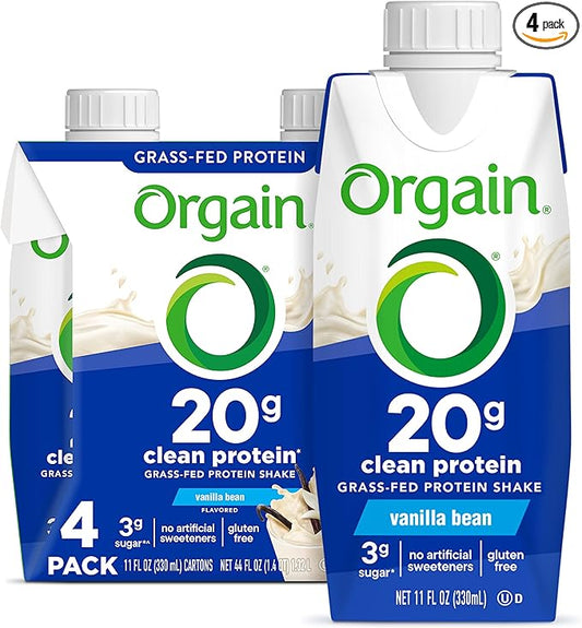 Orgain Clean Protein Shake, Grass Fed Dairy, Vanilla Bean - 20g Whey High Protein, Kosher, Ready to