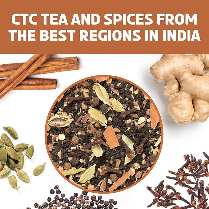 BREWIX, Masala Chai Tea Loose Leaf CTC TEA (50+ Cups, 3.53oz/100g) Strong Robust & Aromatic, All