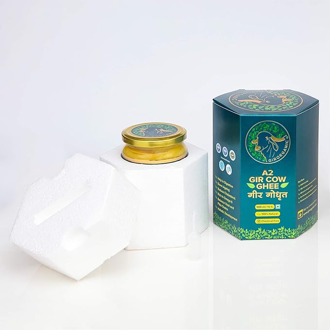 GirOrganic Grass Fed A2 Ghee | Clarified Butter (16 Oz) - Unsalted Gir Cow Ghee Butter - Organic