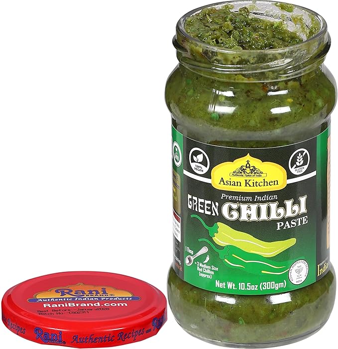 Asian Kitchen Green Chilli Cooking Paste 10.58oz (300g) Glass Jar ~ Vegan | Gluten Free | NON-GMO |