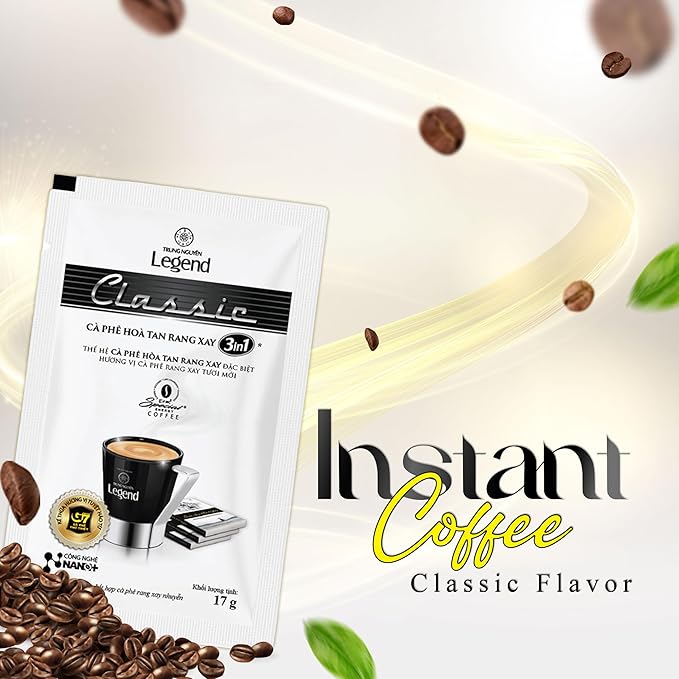 TRUNG NGUYEN LEGEND CLASSIC Premium Instant Coffee for Energy Boost by NANO+ Technology, Non-Dairy