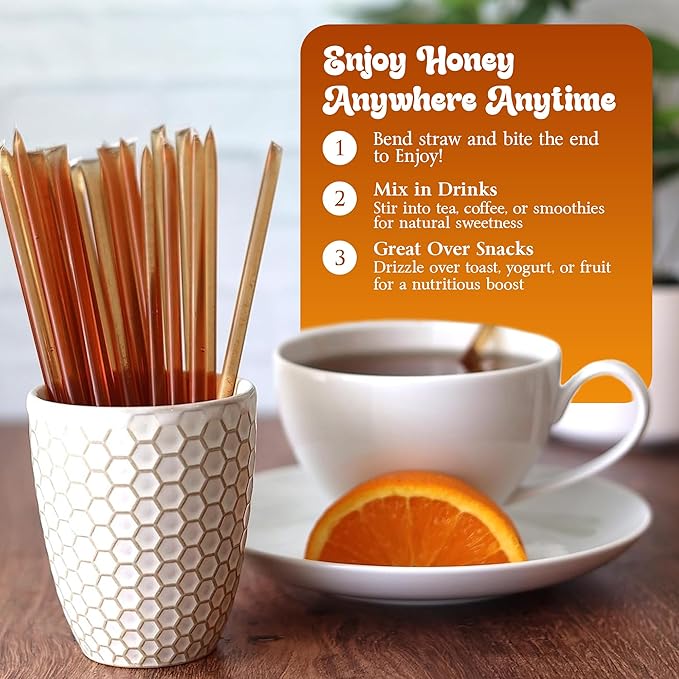 MOWI WOWI Hemp Honey Straws - 100% USA Pure, Raw, Unfiltered Honey - Infused with Hemp Oil, Non-GMO