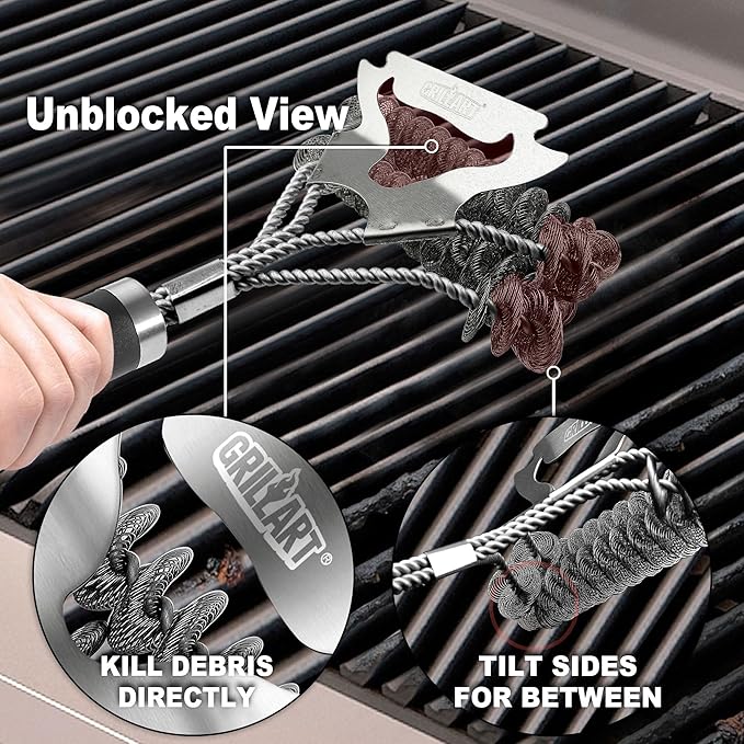 GRILLART Grill Brush for Outdoor Grill Bristle Free - Safe BBQ Grill Cleaner Brush - 18" BBQ Brush