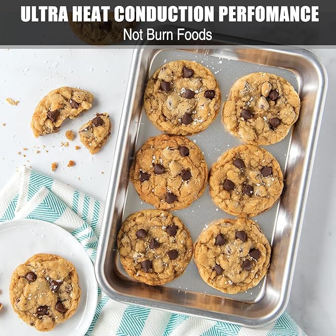 Baking Sheet Cookie Sheet Set of 2, Umite Chef Stainless Steel Baking Pans Tray Professional 9
