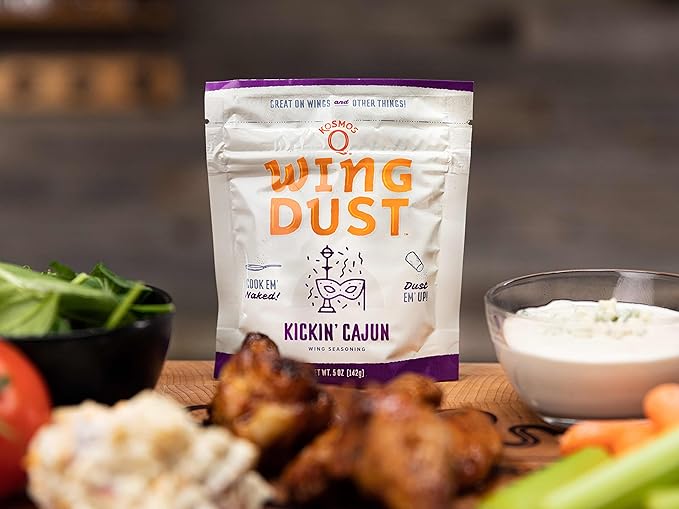 Kosmos Q Kickin’ Cajun Wing Dust, Spicy Creole Chicken Wing Seasoning For Chicken, Fish, Popcorn &