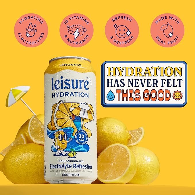 Leisure Hydration Non-Carbonated Electrolyte Refresher, Lemonade Flavor - Low Sugar Nutrient