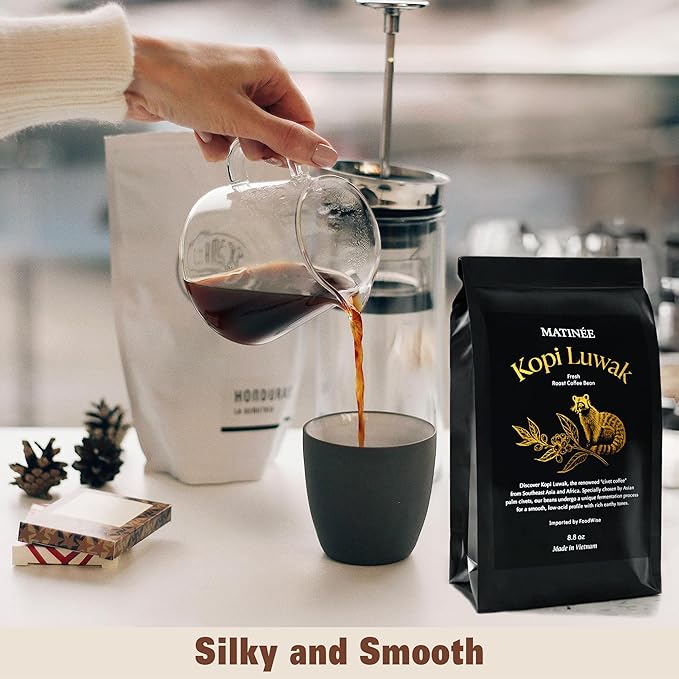 MATINÉE Wild Kopi Luwak Coffee Beans, Medium Roast, Whole Bean Beans, Civet Coffee - Sustainably