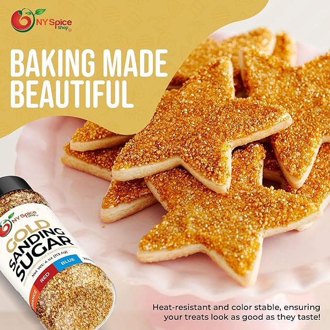 NY Spice Shop Golden Sanding Sugar - 4 Ounce Sweet Colorful Edible Sprinkles For Candy Dish - Sugar