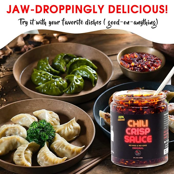 SAUCE UP 100% Natural Artisan Chili-Crisp 6oz-Premium 13 Ingredients, Vegan, Keto, Zero Msg, Flavor