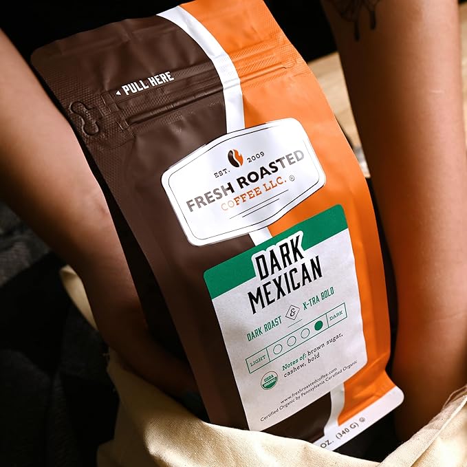 Fresh Roasted Coffee, Organic Dark Mexican, Dark Roast, Mold & Mycotoxin Tested, Kosher, 12 oz