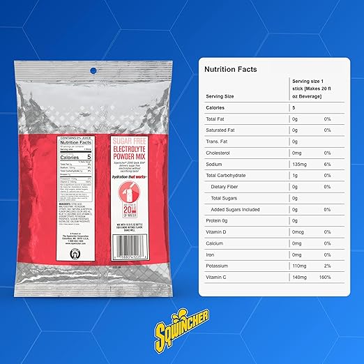 Sqwincher Zero Qwik Stik, Fruit Punch, Sugar Free, Low Calorie, Low Sodium Electrolyte Powder
