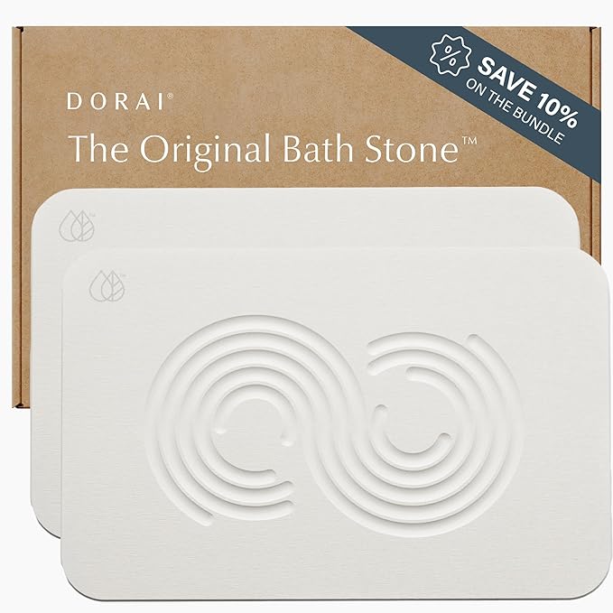 Dorai Home Bath Stone Mat 23.6"x15.4"| Luxury Diatomite Stone Bath Mat |Quickly Removes Water |
