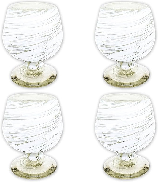 Authentic Mexican Tequila Hand Blown Shot Glasses - Set of 4-2 oz - Mini Glass Snifters - Heavy