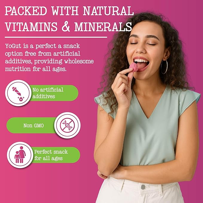 YoGut Freeze Dried Yogurt Snack, Blueberry, 6 Pack, Healthy Snacks for Kids, Toddlers & Adults