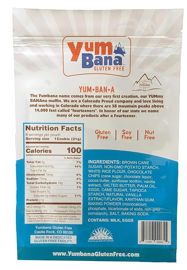 Yumbana Gluten Free Chocolate Chip Cookies - Soy Free, Nut Free Cookies - No Artificial Flavors or