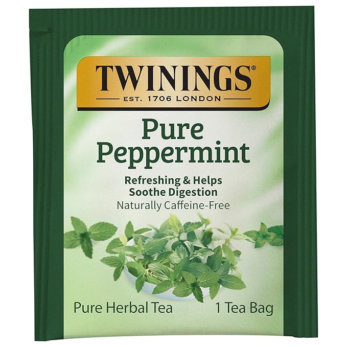 Twinings Pure Peppermint Individually Wrapped Tea Bags, 20 Count (Pack of 1), Fresh Minty Flavour