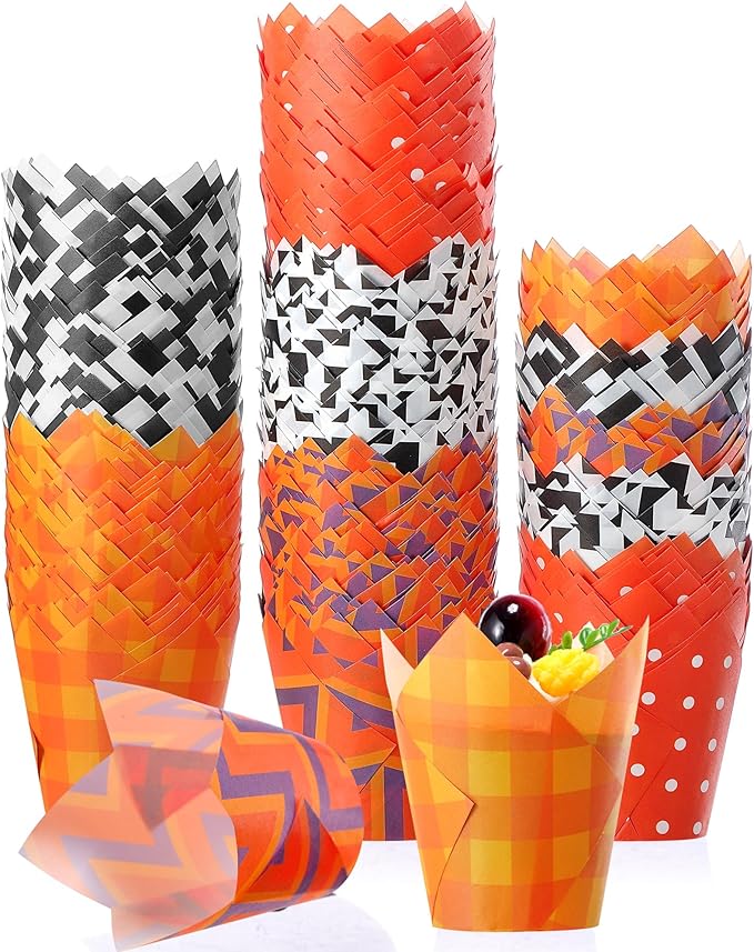 500 Counts Halloween Tulip Cupcake Liners Baking Paper Cups Wrappers Birthday Party Muffin Cupcake