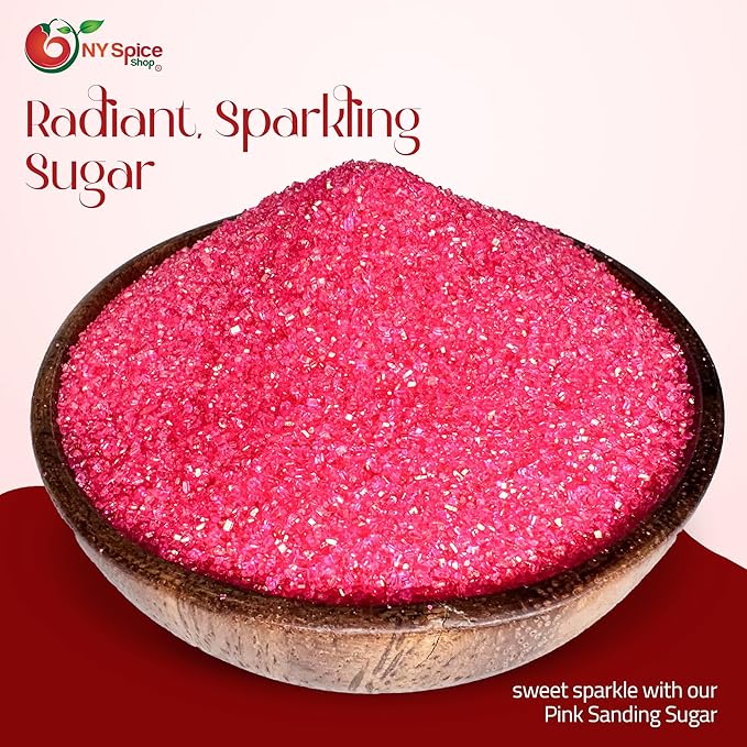 NY Spice Shop Pink Sanding Sugar - 8 Ounce Sweet Colorful Edible Sprinkles For Candy Dish - Sugar