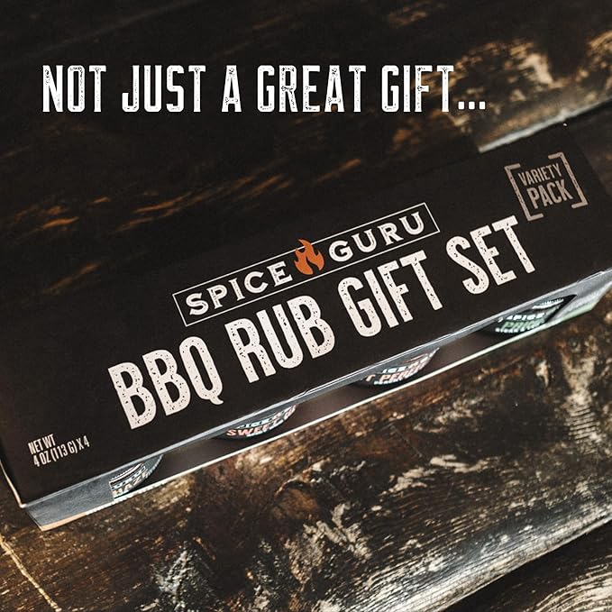 Spice Guru BBQ Rub Set - 4 Flavor BBQ Seasoning/Rubs Great FathersDay Gifts for Dad or Husband