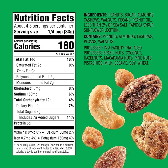 Emerald Nuts Salty Sweet Mixed Nuts (1-Pack), Features Kettle Glazed Peanuts, Almonds, Cashews