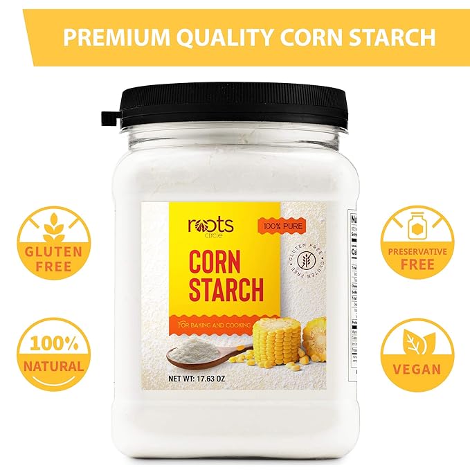 Roots Circle 100% Pure Corn Starch | 2 [17oz] Airtight Containers | All Natural Thickener for