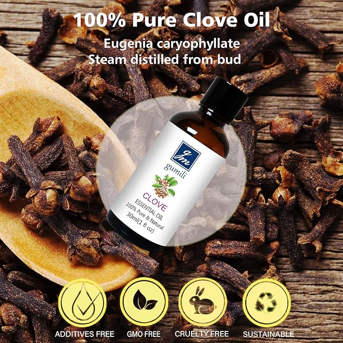 Clove Oil 1 Oz, 100% Pure Clove Bud Essential Oil for Teeth and Gums, Natural Aromatherapy