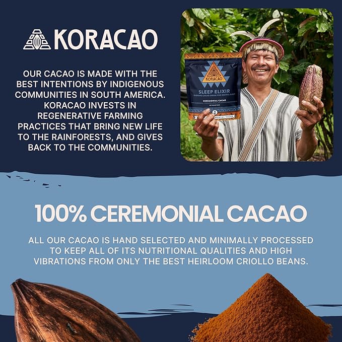KORACAO Sleep Elixir Cacao Blend ??Ceremonial-Grade Cocoa Drink with Magnesium, L-Theanine, Reishi