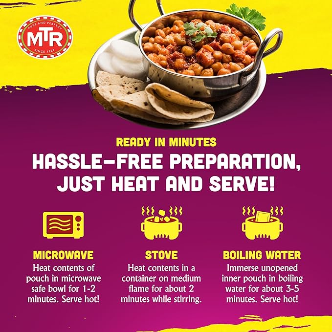 MTR - Minute Meals: Chana Masala - Savory Chickpeas in Spiced Gravy - Authentic Indian Ready-to-Eat