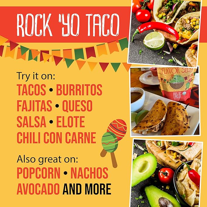 Flavor Seed Rock Yo Taco, Gluten Free Organic Taco Seasoning Mix, Low Sodium Mexican Spice Blend