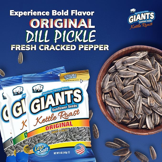 GIANTS Sunflower Seeds Variety Pack - Flavored Sunflower Seeds to Eat, Dill Pickle Sunflower Seeds