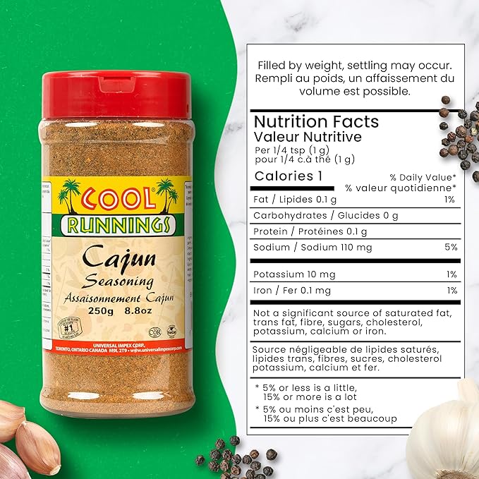 Cool Runnings Cajun Seasoning 250g – Bold and Spicy Louisiana-Style Blend for Grilling, Roasting