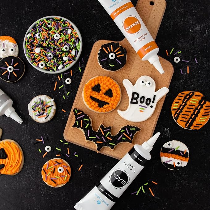 Halloween Frosting Kit with Sprinkles & Eyeballs ??11.31 oz Decorating Set with 3 Frosting Tubes