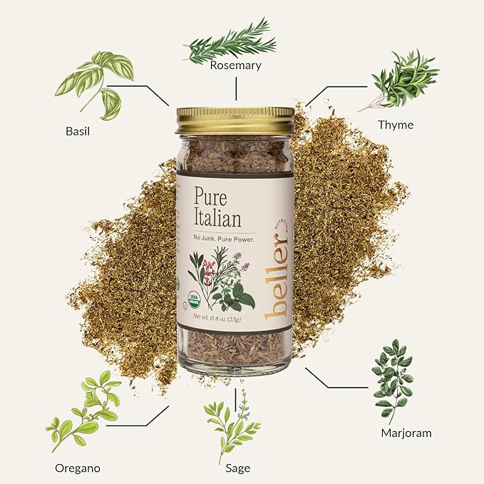 PURE ITALIAN | 0.8 oz | Organic Italian Seasoning Spice Blend for Authenticate Italian Cooking Made