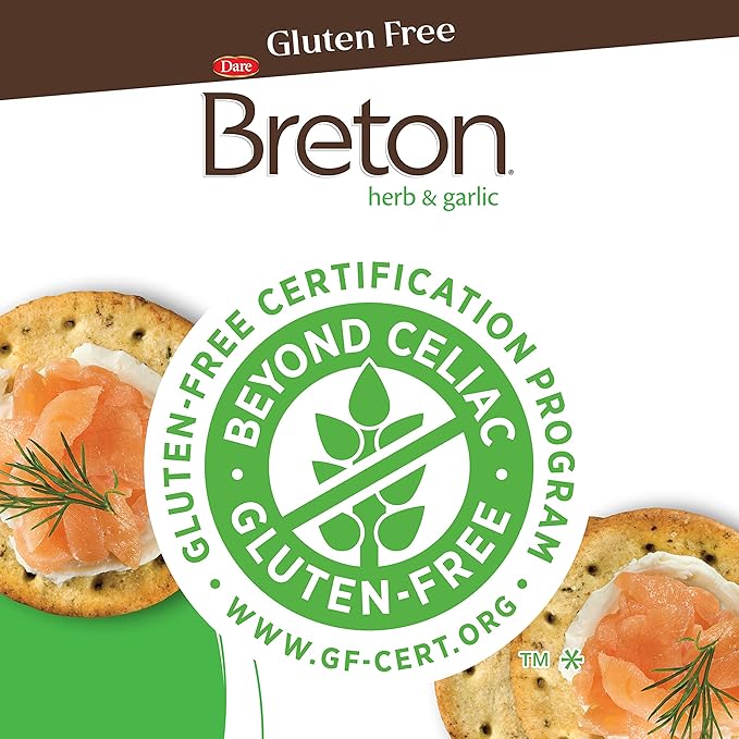 Dare Breton Gluten Free Crackers, Herb and Garlic, 4.76 oz Box (Pack of 6) – Healthy Gluten Free