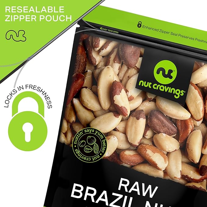 NUT CRAVINGS - Raw Brazil Nuts, Unsalted, No Shell, Whole, (48oz - 3 LB) Bulk Nuts Packed Fresh in