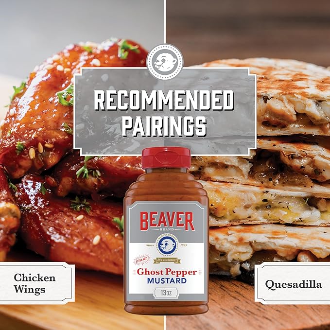 Beaver Extra Hot Ghost Pepper Mustard, 13 oz squeeze bottle