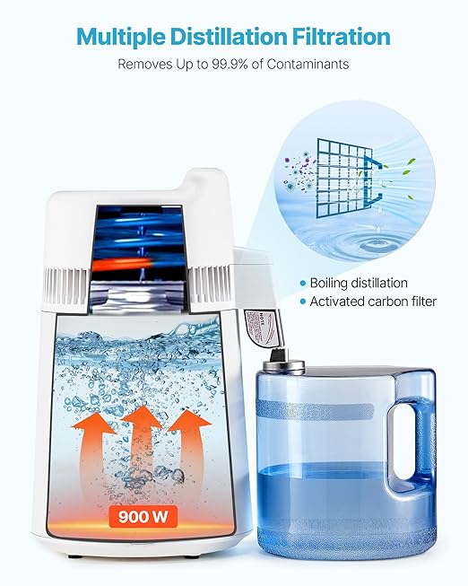 VEVOR Water Distiller, 6L 1.6 Gallon Larger Pure Water Purifier Filter for Home Table Countertop