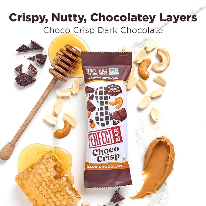 Perfect Bar Choco Crisp, Dark Chocolate Nut Butter Protein Bar, Protein Snack, Gluten Free, Soy