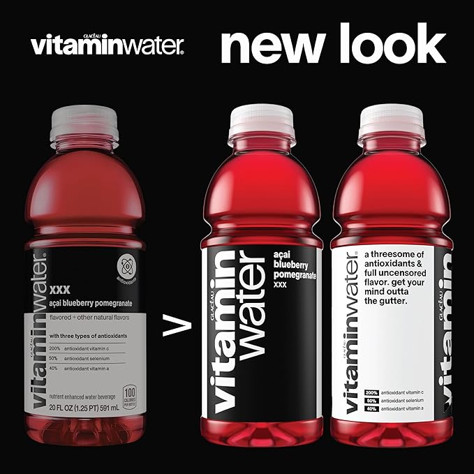 vitaminwater XXX A챌ai Blueberry Pomegranate Nutrient Enhanced Flavored Water Beverage, 20 fl oz