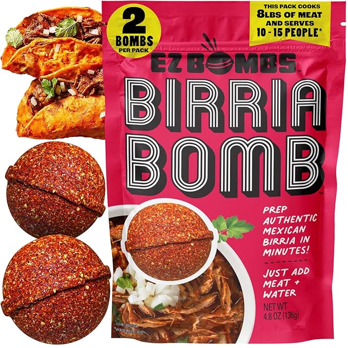 EZ Bombs Birria Bomb Seasoning, Pack of 2 – Authentic Mexican Spice Mix for Tacos, Burritos