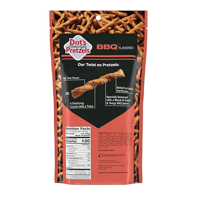 Dot's Pretzels BBQ Seasoned Pretzel Twist Snack, 16oz Grocery Sized Bag