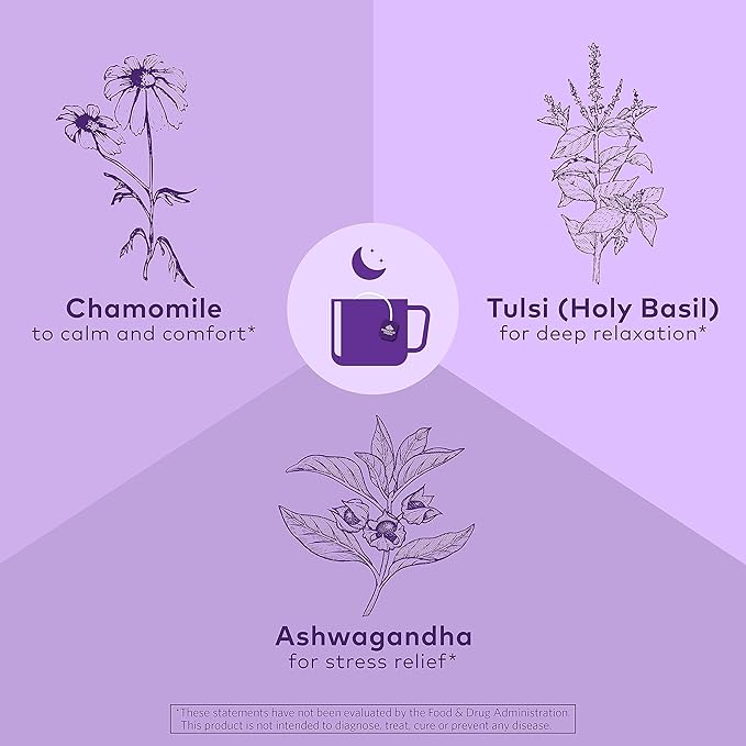 ORGANIC INDIA Tulsi Sleep Herbal Tea - Holy Basil, Ashwagandha, Chamomile, Night Time Tea for