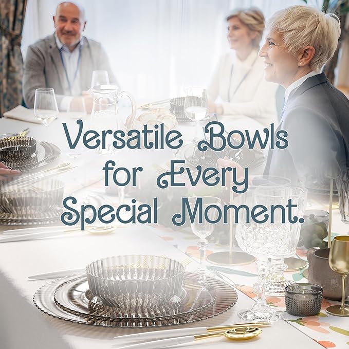 Exquisite Brown Plastic Bowls Disposable - 16 Oz - 20 Count - Disposable Soup Bowls - Great for