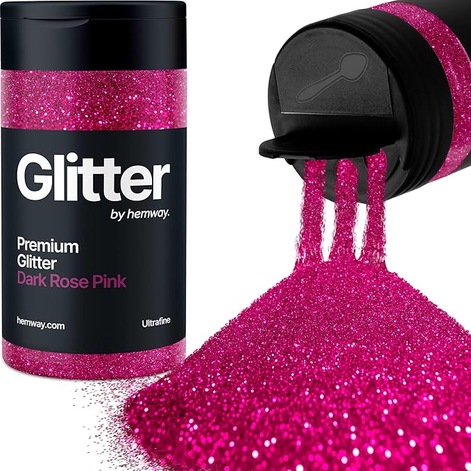 Hemway Premium Glitter Shaker - Dark Rose Pink | 130g Ultrafine Metallic Flake Sequins for Resin &