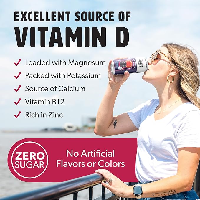 ShineWater Vitamin D Hydration Electrolyte Drink - Flavored Water with Electrolytes, Sugar-Free