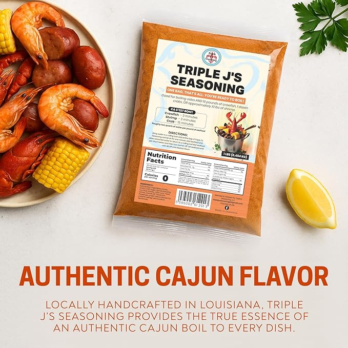 Triple J's Authentic Louisiana Crab Boil Seasoning ??1lb Seafood Boil Booster for Shrimp, Crawfish
