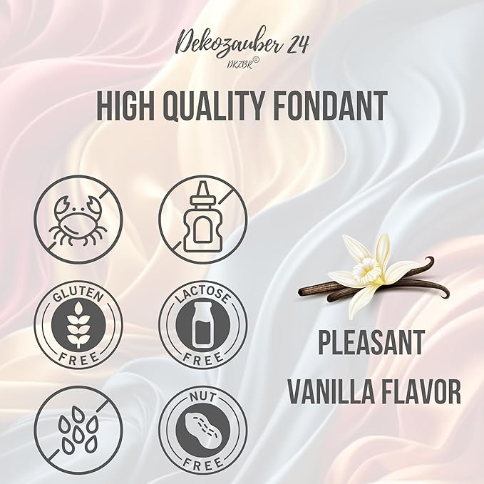 Dekozauber24 Fondant Icing Multipack, 5 Colors, 3.5oz (100g) rolling fondant per color, for