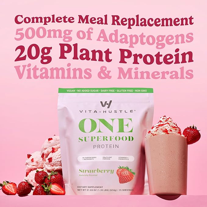 VitaHustle ONE Meal Replacement Shake - Plant Based Protein Powder by Kevin Hart - Vegan, Meal