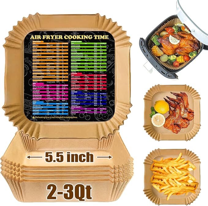 Mini Air Fryer Liners for CHEFMAN 2 Qt Air Fryer, 5.5inch Square Small Air Fryer Disposable Paper